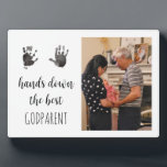 Godparent Handprint Photo  Fotoplaat<br><div class="desc">A sweet custom gift for godparents! This photo plaque will become a keepsake piece. Add your child’s handprints by taking a picture of the prints,  removing the background using a site like remove.bg or canva,  and upload using the personalization feature on Zazzle.</div>