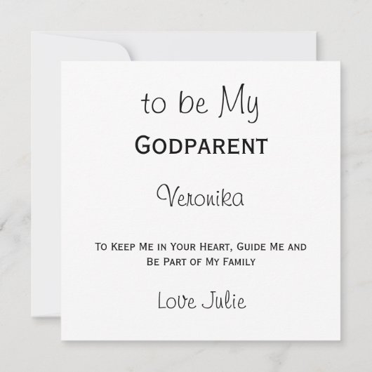 Godparent proposal I Choset You Newborn White Dres Kaart (Achterkant)