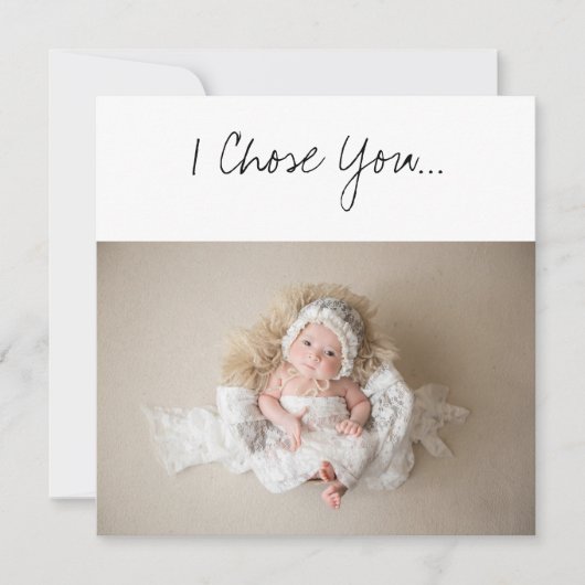 Godparent proposal I Choset You Newborn White Dres Kaart (Voorkant)
