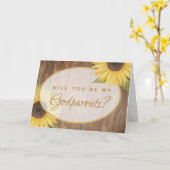 Godparent Proposal Rustic Sunflower Wood Kaart (Gele Bloem)