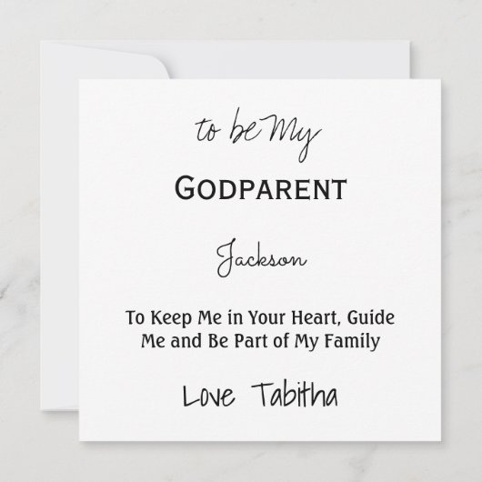 Godparent Voorstel ik kies U Baby Foto invoegen Kaart (Achterkant)