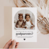 Godparents Arched Photo Proposal Boy Twins Kaart