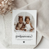Godparents Arched Photo Proposal Boy Twins Kaart