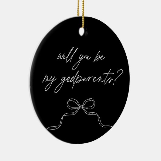 Godparents Black Handwritten Bow Proposal Keramisch Ornament (Rechts)