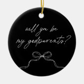 Godparents Black Handwritten Bow Proposal Keramisch Ornament (Voorkant)