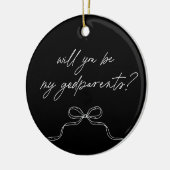 Godparents Black Handwritten Bow Proposal Keramisch Ornament (Links)