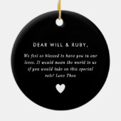 Godparents Black Handwritten Bow Proposal Keramisch Ornament (Achterkant)
