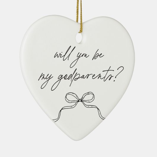 Godparents Handwritten Bow Proposal Keramisch Ornament (Rechts)