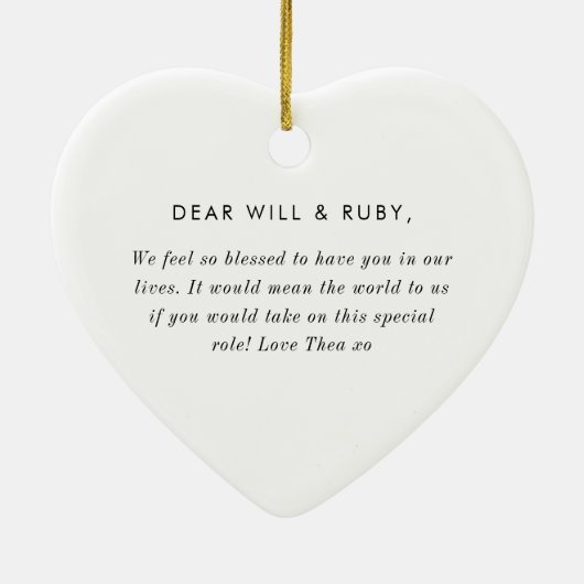 Godparents Handwritten Bow Proposal Keramisch Ornament (Achterkant)