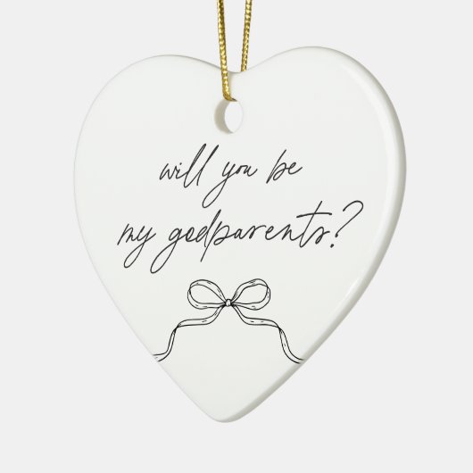 Godparents Handwritten Bow Proposal Keramisch Ornament (Links)