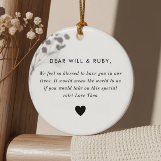 Godparents Handwritten Bow Proposal Keramisch Ornament