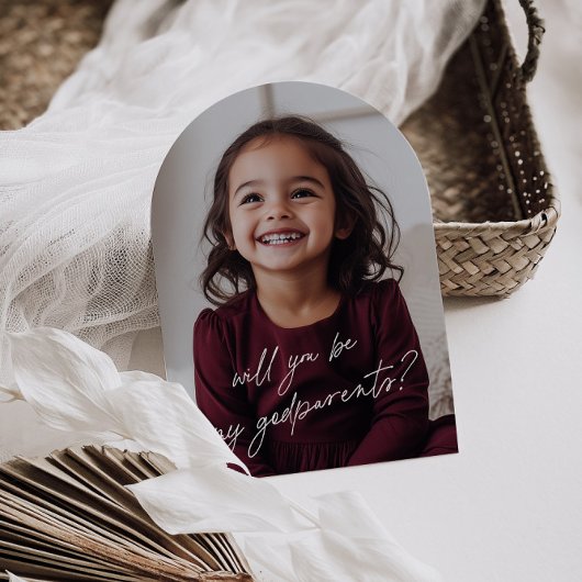 Godparents Handwritten Proposal Photo Arch Girl Kaart