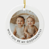 Godparents Photo Proposal Girl Boy Twins Keramisch Ornament (Voorkant)