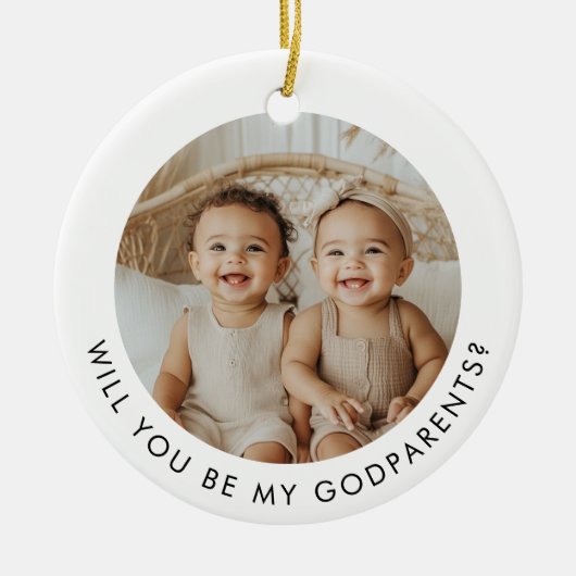 Godparents Photo Proposal Girl Boy Twins Keramisch Ornament (Voorkant)