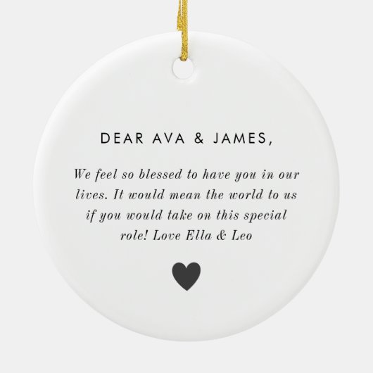 Godparents Photo Proposal Girl Boy Twins Keramisch Ornament (Achterkant)