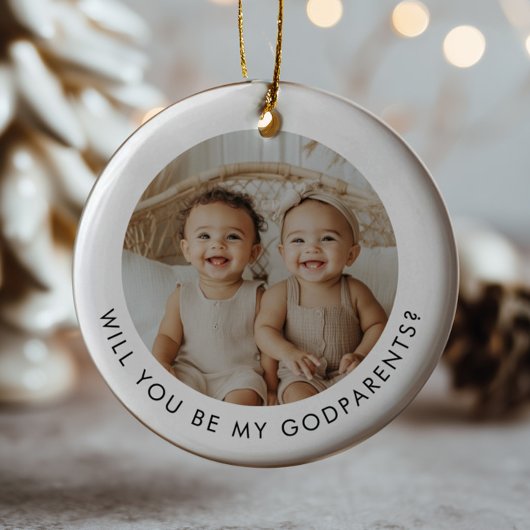 Godparents Photo Proposal Girl Boy Twins Keramisch Ornament