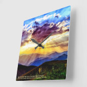 GodRay Sunbeams Mountains Scriptversie Verse Vierkante Klok (Hoek)