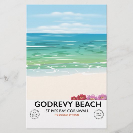 Godrevy Beach St Ives Bay, Cornwall reisposter Briefpapier (Voorkant)