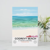 Godrevy Beach St Ives Bay, Cornwall reisposter Briefpapier (Staand voorkant)