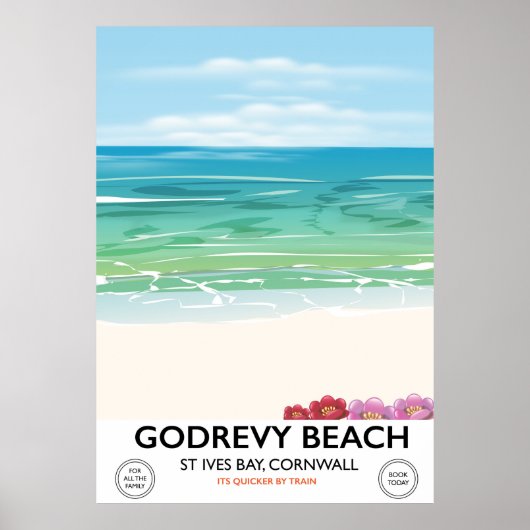 Godrevy Beach St Ives Bay Cornwall reisposter Poster (Voorkant)