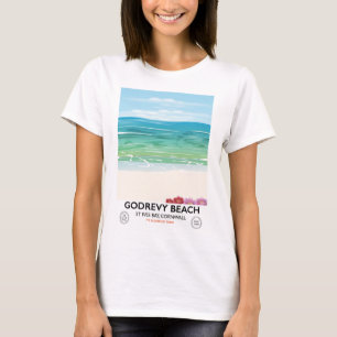 Godrevy Beach St Ives Bay Cornwall reisposter T-shirt