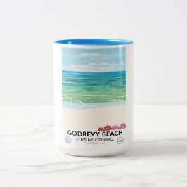 Godrevy Beach St Ives Bay, Cornwall reisposter Tweekleurige Koffiemok