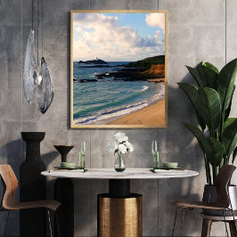 Godrevy Lighthouse Cornwall Kust Foto Afdruk