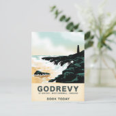 Godrevy St Ives-baai, west Cornwall Reisposter Briefkaart (Staand voorkant)
