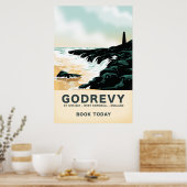 Godrevy St Ives-baai, west Cornwall Reisposter Poster (Keuken)