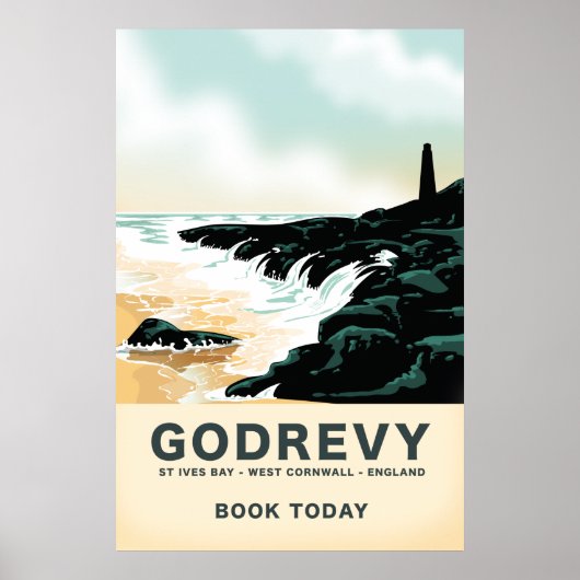 Godrevy St Ives-baai, west Cornwall Reisposter Poster (Voorkant)