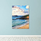 Godrevy's Coastal Charm: een baken aan de horizon Canvas Afdruk (Insitu (Houten vloer))