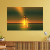 Gods Aura Licht over het Kruis van Christus Canvas Afdruk (Insitu (Woonkamer))