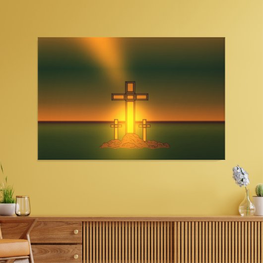 Gods Aura Licht over het Kruis van Christus Canvas Afdruk (Insitu (Woonkamer))