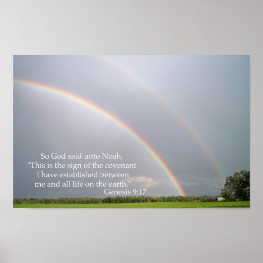 Gods belofte aan Noah in de regenboog Poster (Voorkant)