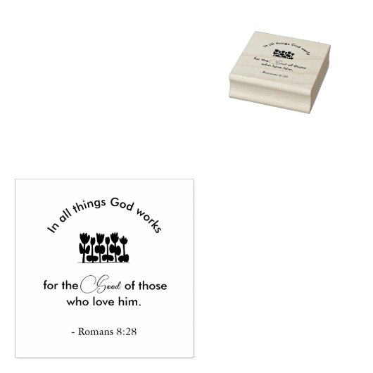 Gods belofte Tulpen Ontwerp Schrift Romeinen 8:28 Rubberstempel (Gestempeld)