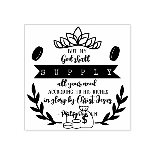 Gods belofte voor al uw noden (Fil. 4:19 Rubberstempel (Afrduk)