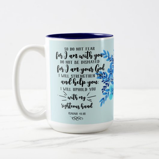 God's Beloften voor uw Elke Need - Isa. 41 Tweekleurige Koffiemok (Links)