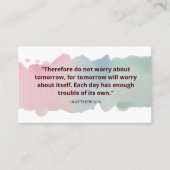 Gods beloften Waterverf Schrift - Mattheüs 6:34 Visitekaartje (Voorkant)
