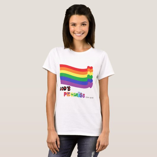 Gods beloofde regenboog t-shirt (Voorkant volledig)