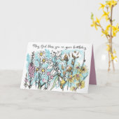 God's Blessings On Your Birthday Daisy Flowers Kaart (Gele Bloem)