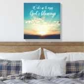 God's Blessings Quote met Early Sunrise Beams Canvas Afdruk (Insitu (Slaapkamer))