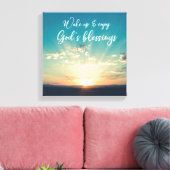 God's Blessings Quote met Early Sunrise Beams Canvas Afdruk (Insitu (Woonkamer))