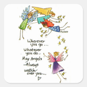 Gods boodschappers die over je waken modern gekleu vierkante sticker