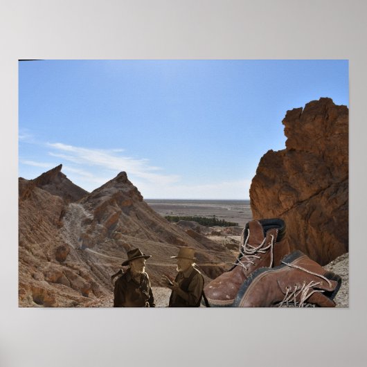 Gods Boots found in desert. Poster (Voorkant)