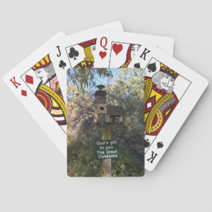 Gods cadeau, geweldig buitenshuis, grappig teken pokerkaarten