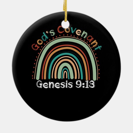 Gods Covenant Boho Rainbow Genesis 9 13 Christelij Keramisch Ornament (Achterkant)