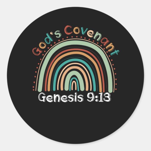 Gods Covenant Boho Rainbow Genesis 9 13 Christelij Ronde Sticker (Voorkant)