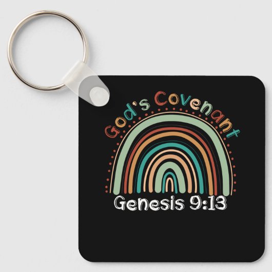 Gods Covenant Boho Rainbow Genesis 9 13 Christelij Sleutelhanger (Voorkant)