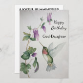 Gods dochter Birthday Hummingbird Waterverf (Voorkant / Achterkant)