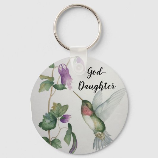 Gods dochter Elegant Hummingbird Button Sleutelhan Sleutelhanger (Voorkant)